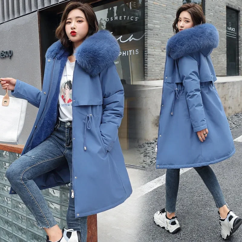 Winter Jacket 2023 New Women Parka Clothes Long Coat Wool Liner Hooded Jacket Fur Collar Thick Warm Snow Wear Padded Parka 6XL 4