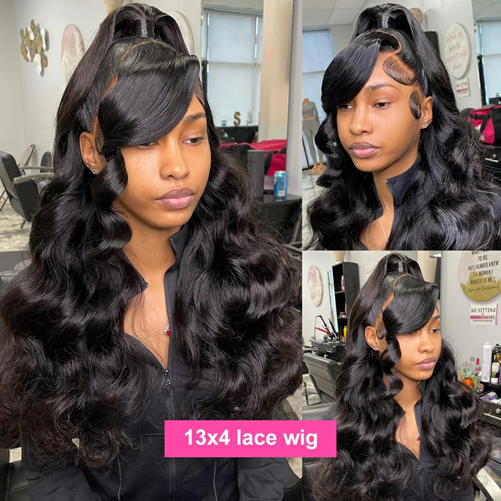 Perruque Lace Front Wig Body Wave Brésilienne Remy, Cheveux Naturels, Sans Colle, 4x6, 5x5, 13x4, 13x6, 30 32 Pouces, pour Femme