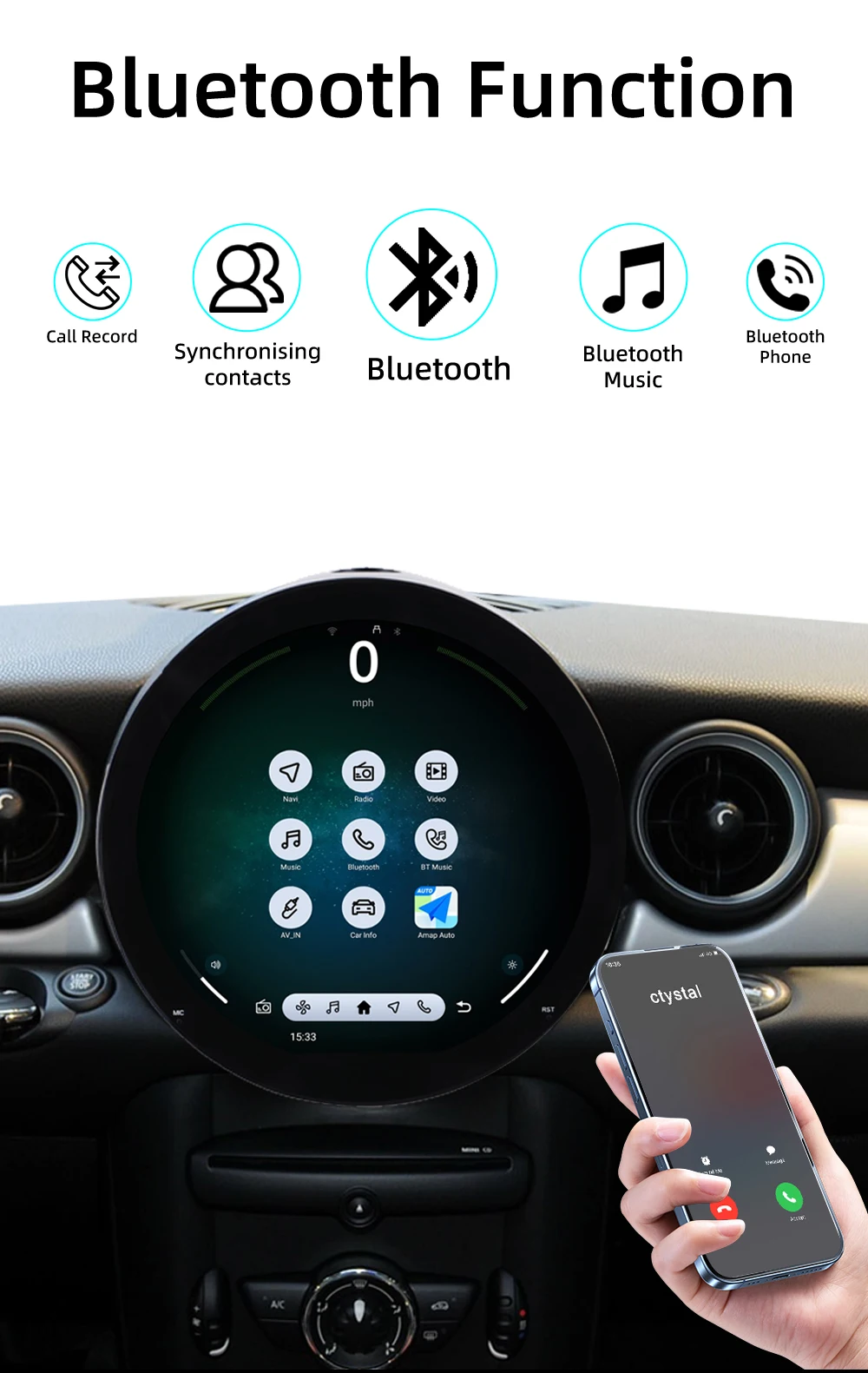 Android 15 Car Radio For BMW MINI R56 R60 2007-2016 Multimedia Player Supports C