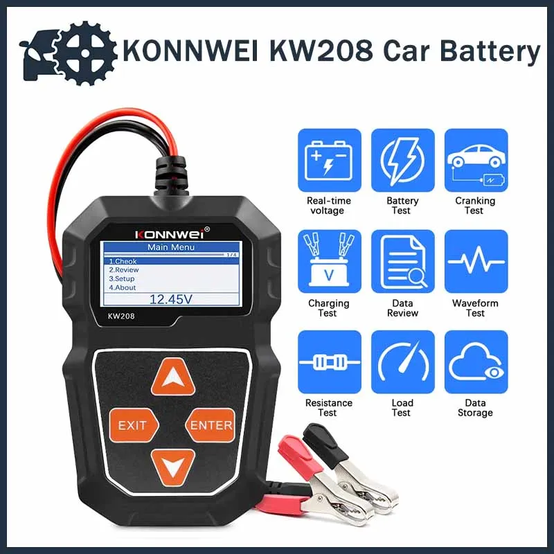 

KONNWEI KW208 Car Battery Tester 12V 100 to 2000CCA Cranking Charging Circut Tester Battery Analyzer 12 Volts Battery Tools