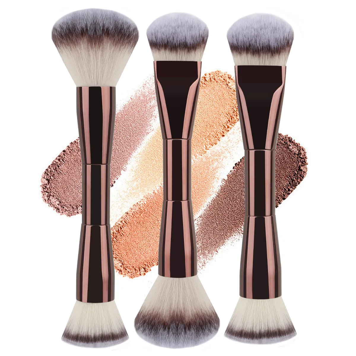 3-in-1-Doppelkopf-Make-up-Pinsel mit weichen Borsten: Foundation-Pinsel, Rouge-Pinsel, BB-Cream-Pinsel, tragbares Make-up-Werkzeug_voghion.com