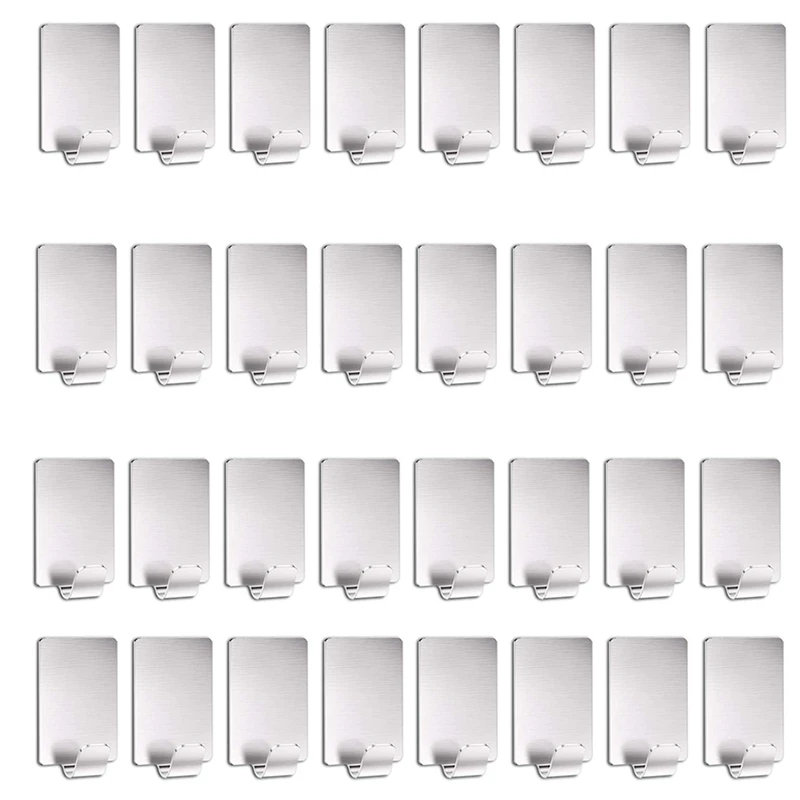 Promotion! 32 Pcs Self-Adhesive Hooks Stainless Steel Towel No Drilling Coat Wall For Ceiling Kitchen Bathroom |