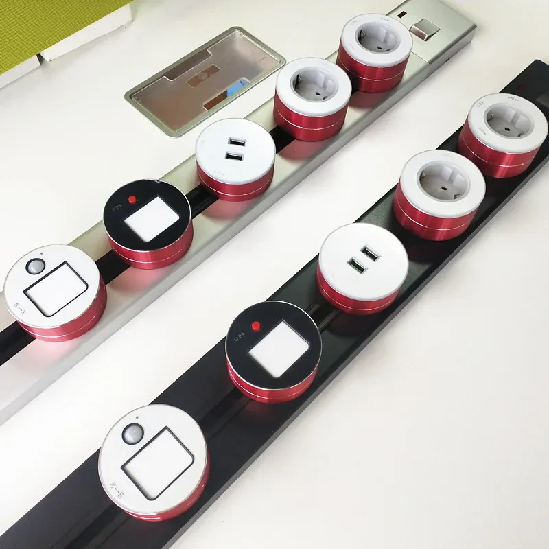 

Power Track Sockets Universal Power Track US/UK/EU/AU Standard plug Track rail Sockets For Home Wall office conference table