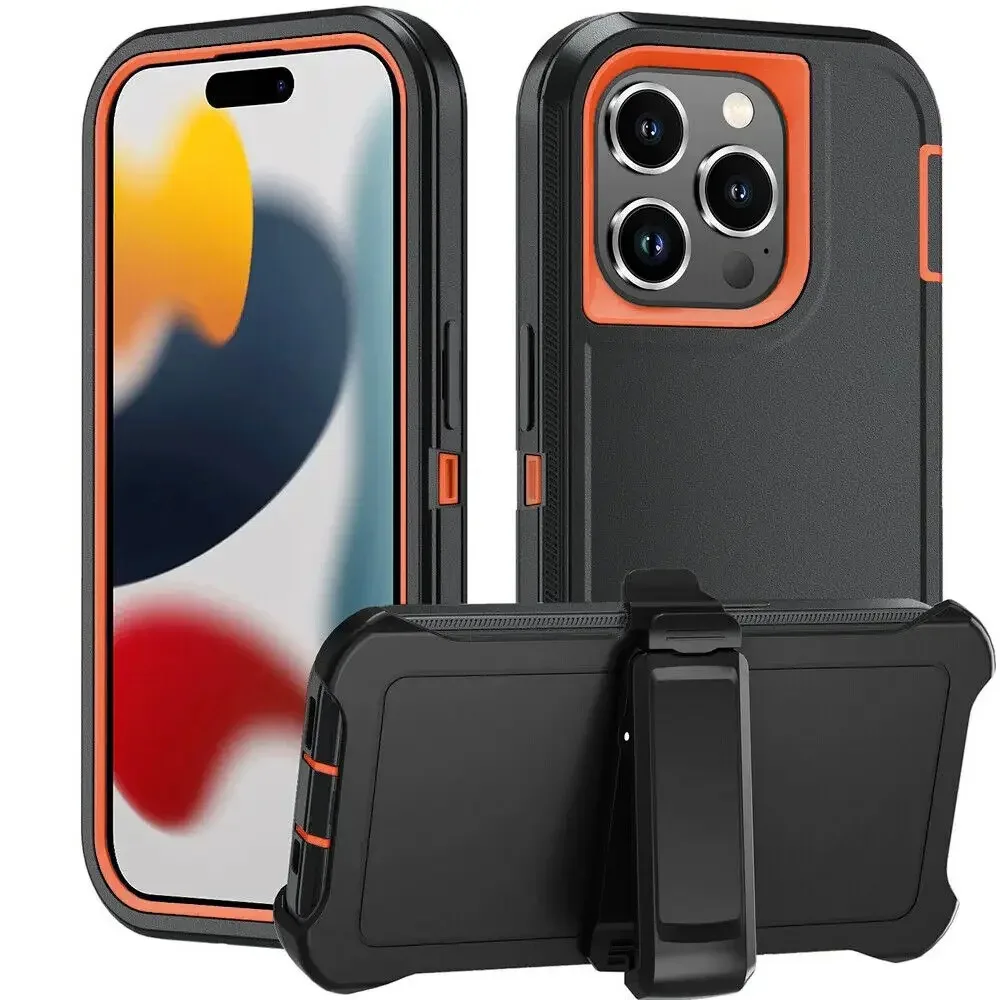 Heavy Duty 3-in-1 Defender Armor Phone Case with Back Belt Clip