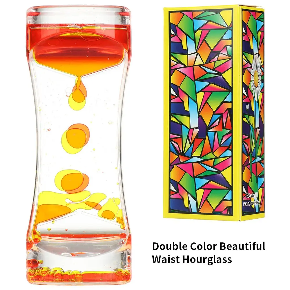 Double Color Oil Leak Hourglass Toys Liquid Timer Dynamic Oil Drop Waist Crafts Ornaments Home Decoration Gifts