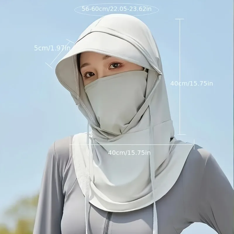 1PC 야외 자외선 차단 액세서리 아이스 실크 풀 페이스 마스크 넥 게이터 모자 3 in 1 사이클링 헤드기어 통기성 유니섹스