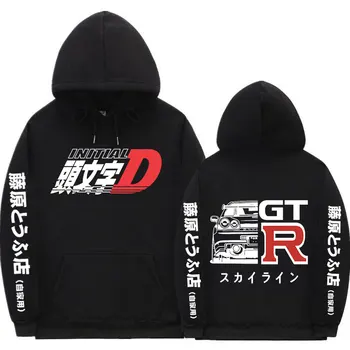 R34 스카이라인 GTR JDM 만화 오버사이즈 후드티, 애니메이션 드리프트 AE86 이니셜 D 그래픽 프린트 후드티, 캐주얼 y2k 후드 유니섹스 스웻셔츠