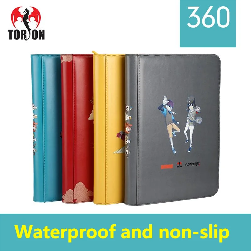 9 Pockets Pages PU Leather Hold 360 Pockets Cartoon Cards Binder TCG Game Cards Album With Zipper For Magica/PKM/FOW/YGO