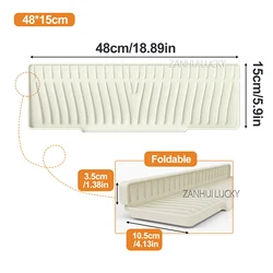 Enhanced Kitchen Sink Splash Guard and Multipurpose Drip Catcher Mat - Silicone (Beige L48W15cm)