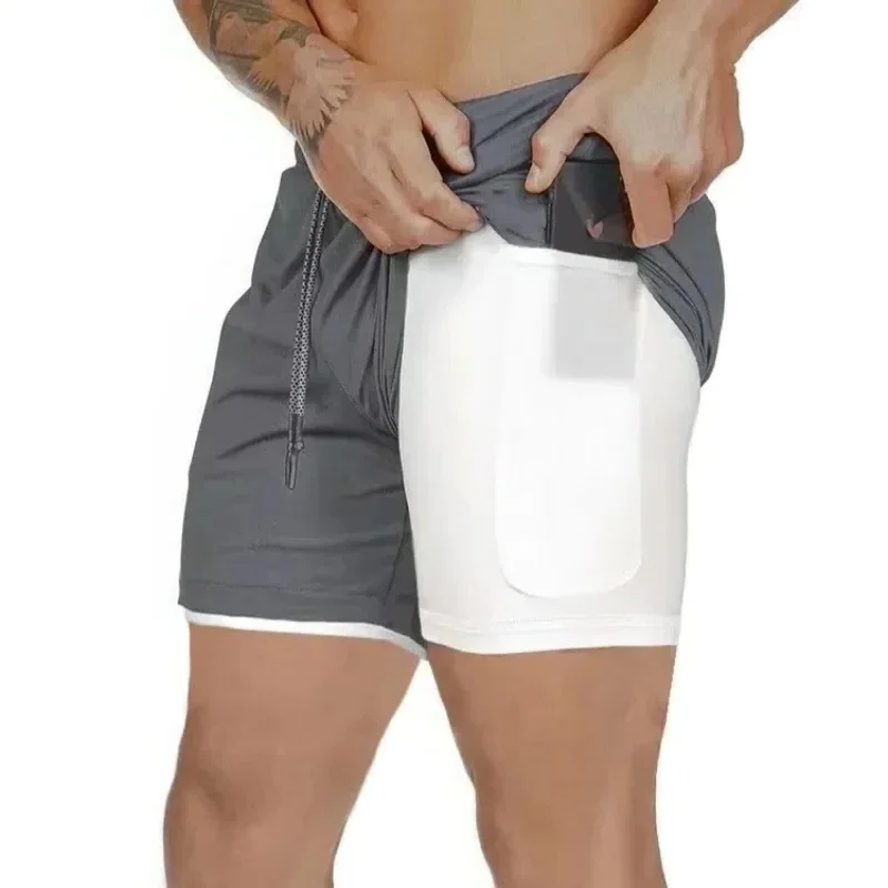 Men Double-layer Sport Shorts Summer Male Breathable Tennis Shorts Quick-Drying Badminton Trousers Outdoor Running Sportwear