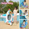 Kids Airplane Shape Infant Float Pool Swimming Ring Inflatable Circle Baby Seat with Steering Wheel Summer Beach Party Pool Toys 1
