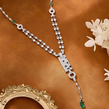 Elegant Emerald Green Agate Stone Leopard Black Spot  Panther Print Pendants Necklaces Luxury Jewelry New For Women Party