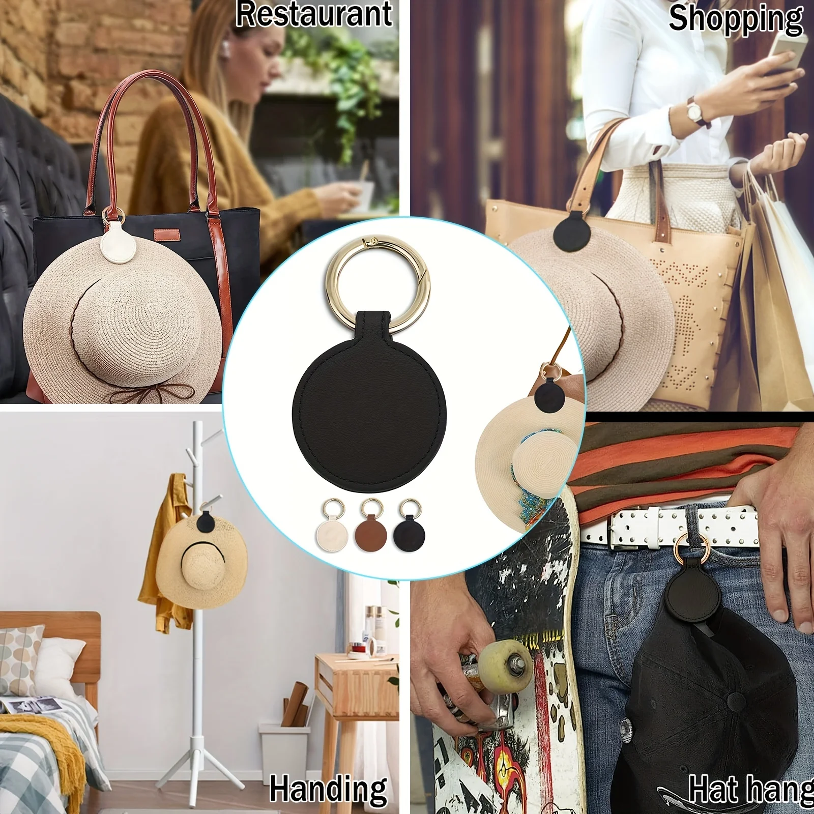 Magnetic PU Leather Hat Clip - Stylish Travel Bag Accessory