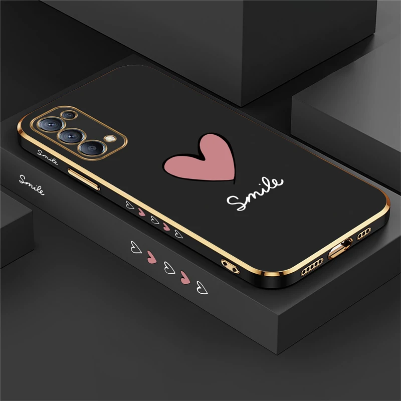 Luxury Plating Love Heart Soft Phone Case with Camera Protection Cover