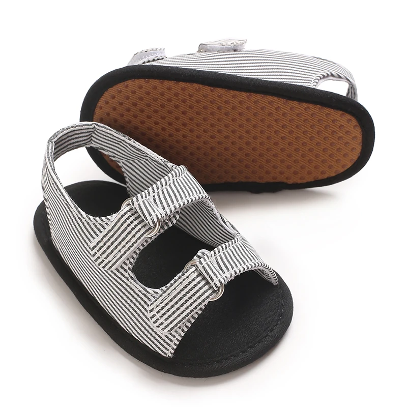Baby's First Step Sandals 0-1 Year Old Boy Striped Soft Soled Sandals Breathable and Non Slip Frst Pair Of Walking Shoes 2