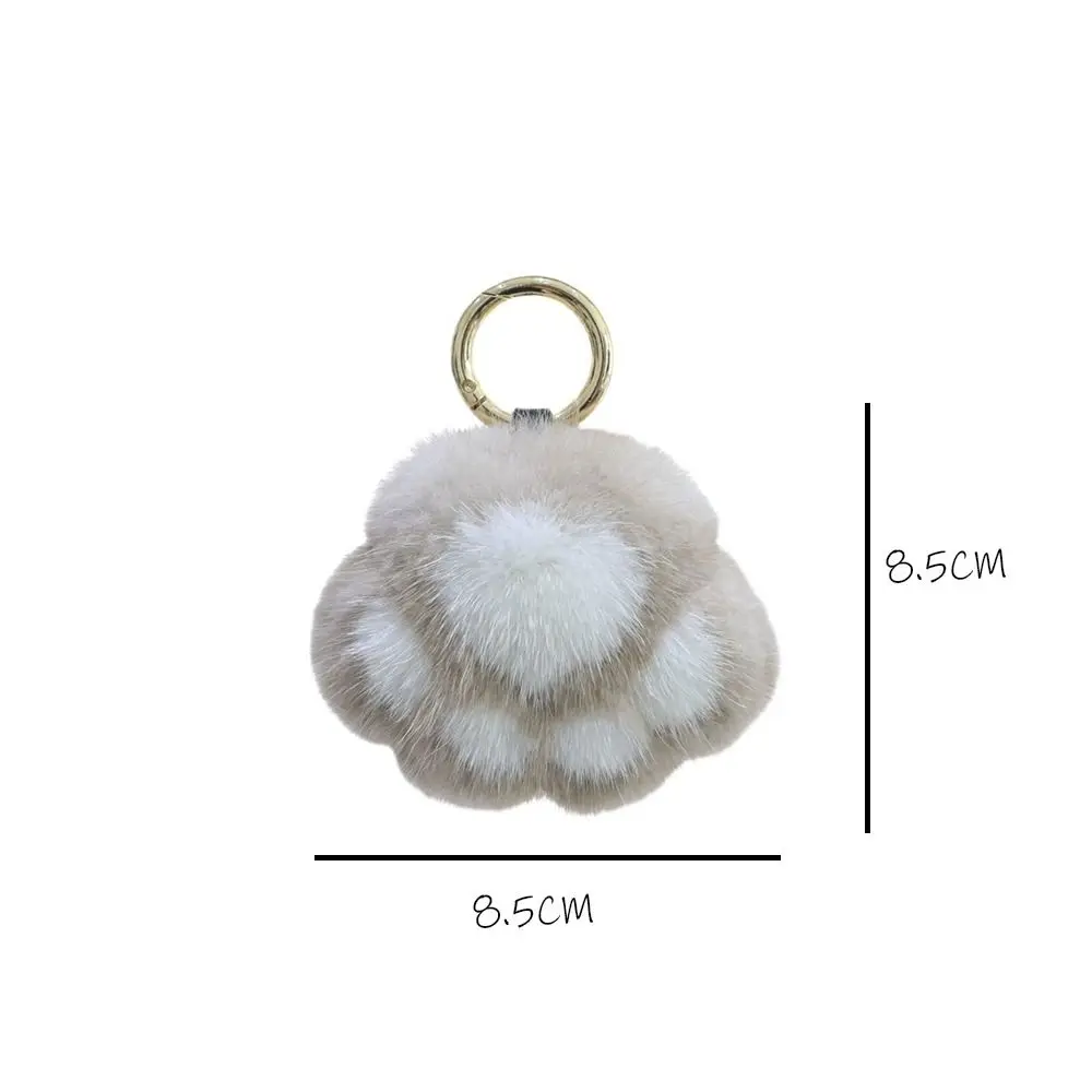 Cat Paw Pendant Keychain Fluffy Kawaii Faux Fur Keychain Charm Kid Gift Plush Toy Key Ring Backpack Car Key Pendant