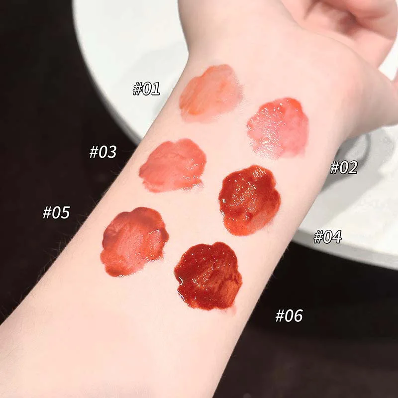 PINKCOCO Bear Doodle Mirror Lip Glaze Long-Lasting Shiny Lip Gloss Student-Friendly Skin-Brightening Nude