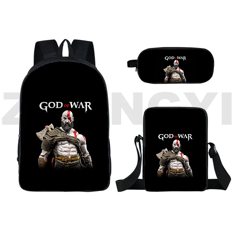 Big Executive Backpack Men College Student Fashion God Of War Zaini Canvas Business Travel Bag 3 Pz/Set Crossbody Kratos