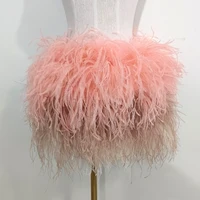 True ostrich feather Multicolor Mini Skirt Elastic Waist  Sexy Clothing Club Party Dance Rave Short Skirt Note select 3 colors 2