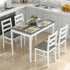 Dining Table Set for 4, Farmhouse Solid Wood Dinette Set w/Rubber Wood Legs, Mid-Century Modern Dining Table and Chairs 1