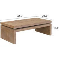 Wooden Coffee Table, 47.6" Rectangle Mid CenturyWood Coffee Tables, Solid Firwood Tabletop Cocktail Tables , Living Room Table 2