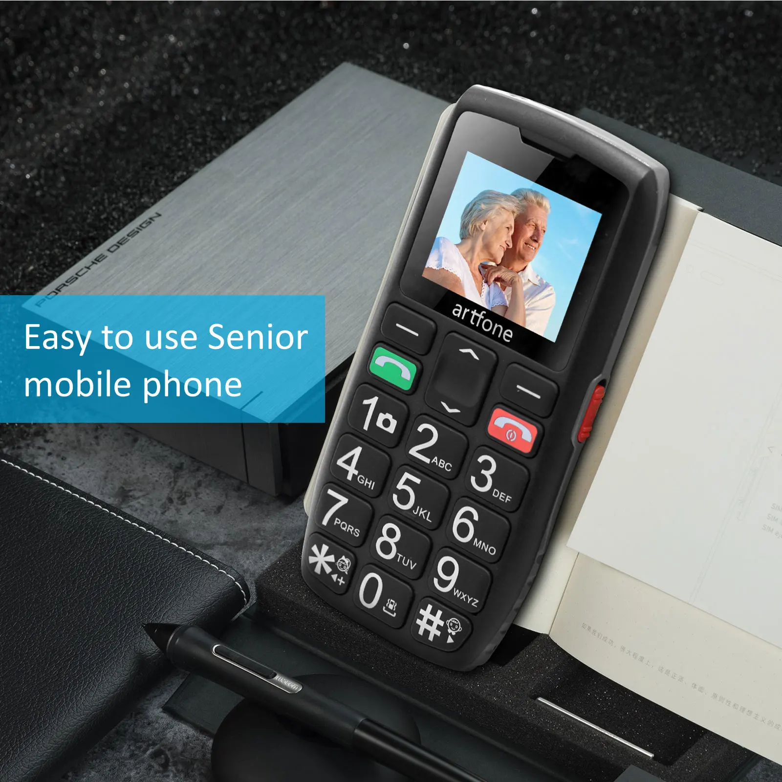 Unlocked Bar Senior Mobile Phone Artfone C1 Elderly Cellphone Dual Sim One Key SOS Emergency Button GSM 2G FM Torch Bluetooth 2