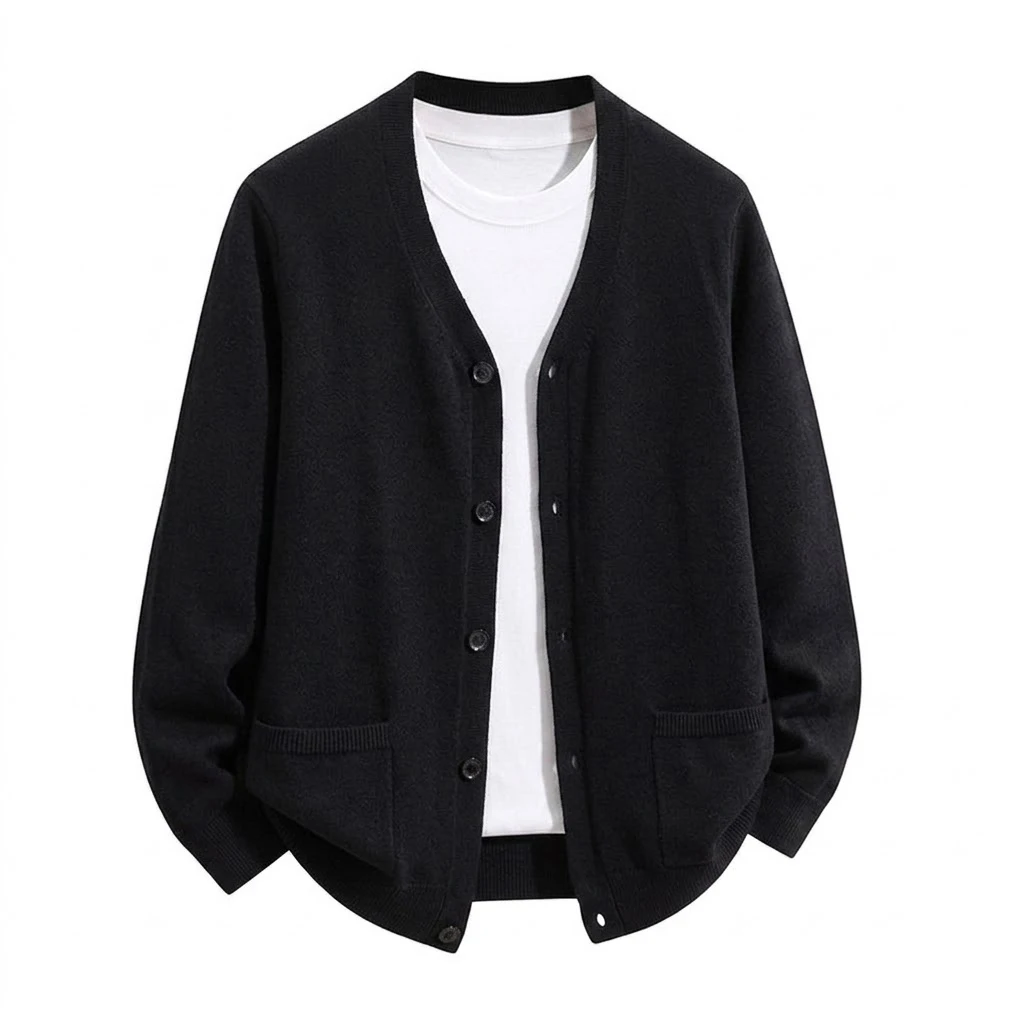 Men's V-Neck Knit Cardigan Sweater Casual Button Down Long Sleeve Warm Coat Jacket Loose Fit Winter Sweatshirts with Pockets