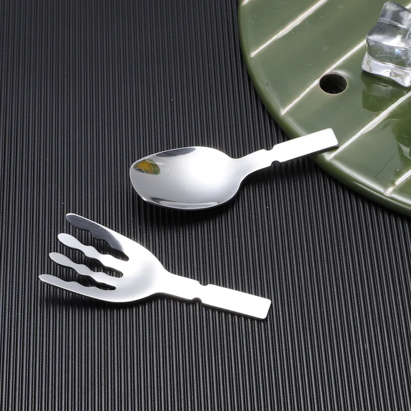 

Ложка и вилка из нержавеющей стали с короткой ручкой для детского питания, 304