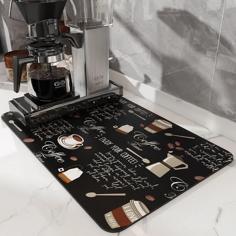 Deluxe Absorbent Countertop Dish Mat with Non-Slip Rubber Backing