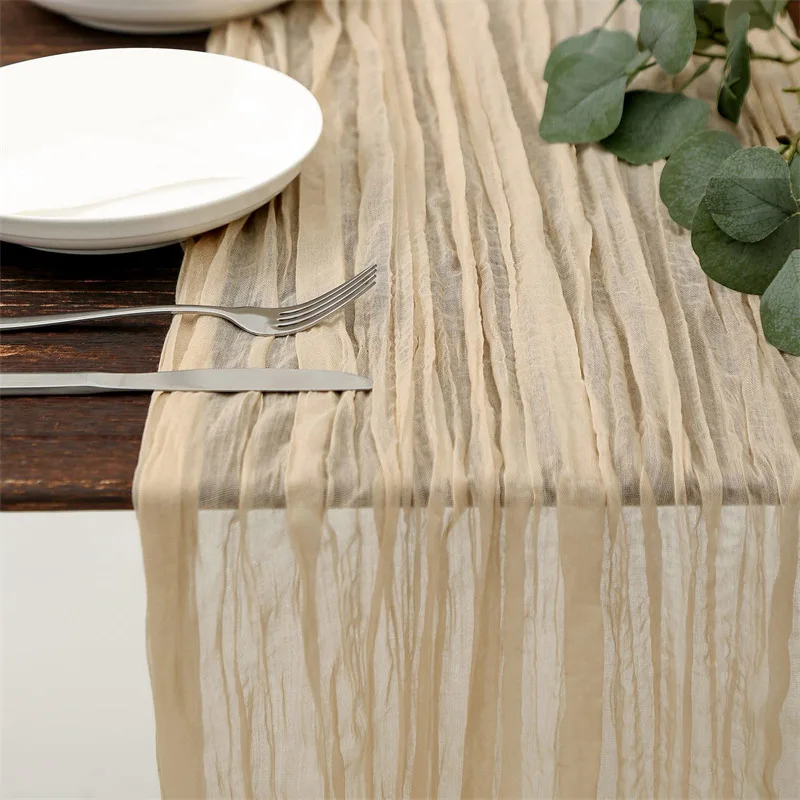 Semi-Sheer Gauze Table Runner Sage Cheesecloth Table Setting Dining Vintage Wedding Party Christmas Banquets Arches Cake Decor