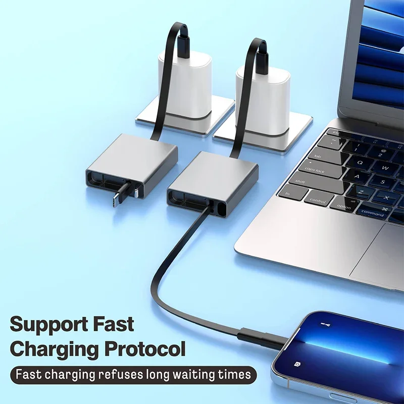 리트랙터블 USB C타입 케이블 60W PD 고속 충전 (아이폰 17, 16, 15, 14, 13 / 삼성 휴대폰, 노트북용 충전 케이블)