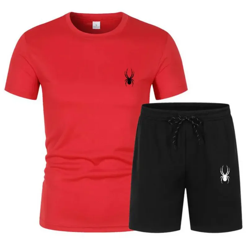 Men's T-Shirt and Short Pants Set, Sportswear, Streetwear, Tracksuit, Cotton T Shirts, Shorts Suit, Summer, Two Piece Sets