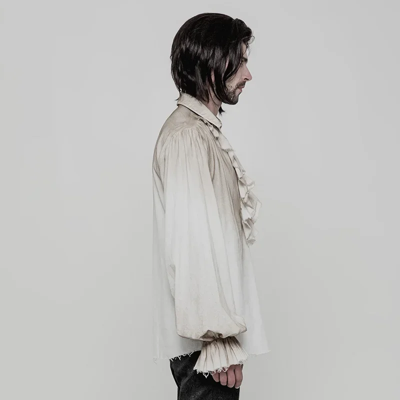 Mens Dress Shirt, Steampunk Loose Long Sleeve Gothic Shirt