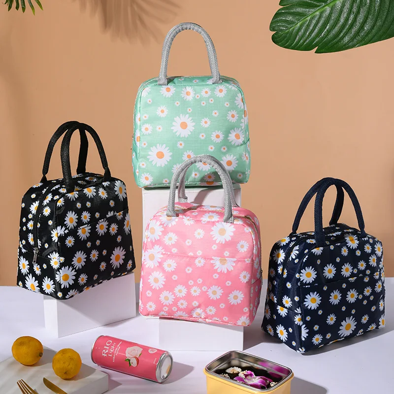 

Insulated Lunch Bag Fresh Little Daisy Print Portable Box Multifunctional Insulation Bag Outdoor Cold Pack Bento Bag for Women