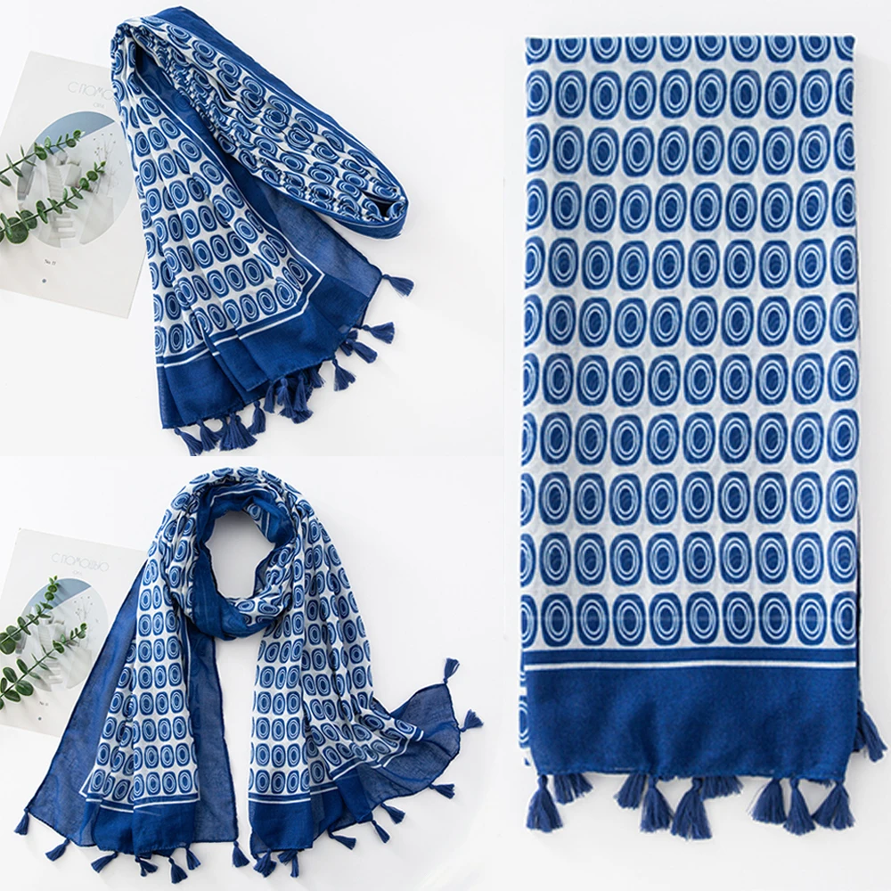 

RIMAIRE Muslim Hijabs For Woman Fashionable Printed Headscarf Tassel Decoration Scarf Made Of Voile Soft And Comfortable