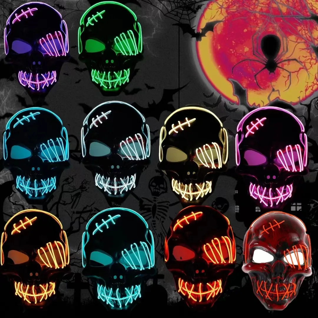 

Halloween Masks Horror Cosplay Props Full Face Led Neon Glow Fun Scream Ghost Skull Mask Call of Duty Halloween Party Masque