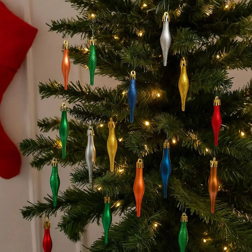 8pcs 9cm Christmas Ball Pendants Plastic Candy Shaped Christmas Hanging Ice Cream Electroplated Merry Christmas Decor Home Decor