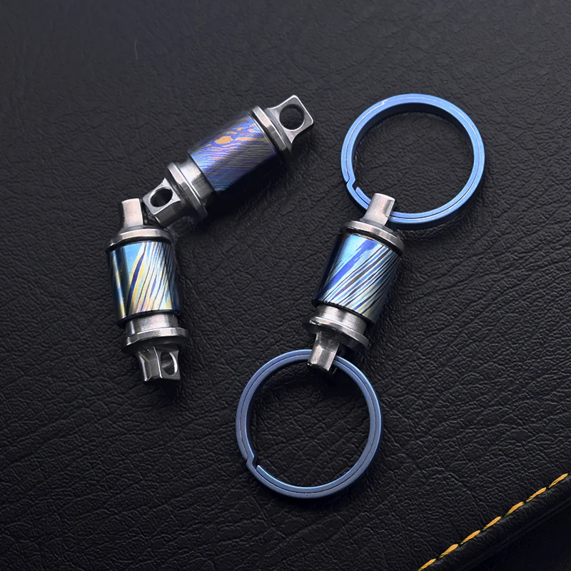 Luksusowy Tytan Damascus Breloczek Mężczyźni Quick Release Otwórz 360 ° Samochód Sportowy Brelok Breloczek Super Lekki Edc Szybki Klamra Do Zawieszani
