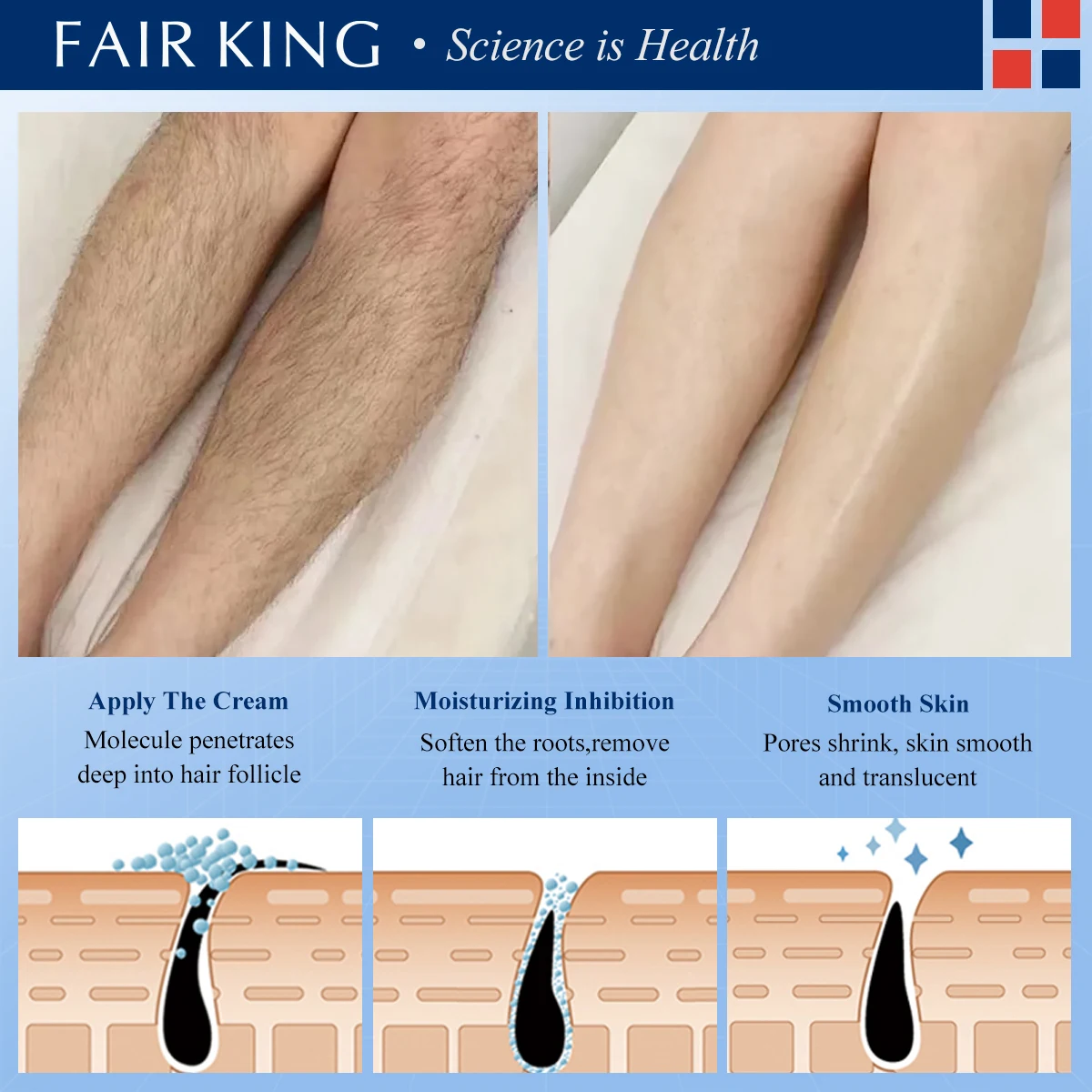 FAIR KING Men and Women Herbal Depilatory Cream Hair Removal Painless Cream for Removal Armpit Legs Hair Body Care Shaving 40g 4