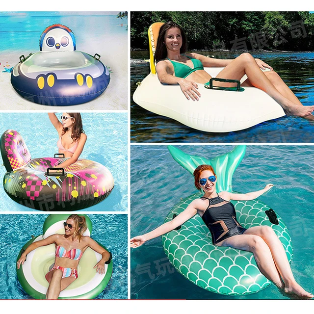 Inflatable Mermaid Seashell Avocado Ran Swim Tube Rings