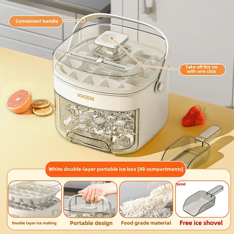 New Large Capacity DIY Household Food Grade Plastic Double-layer Ice Storage Barrel ice mold ice ball maker ice Ball Mold Tools sets 48 grid ice maker