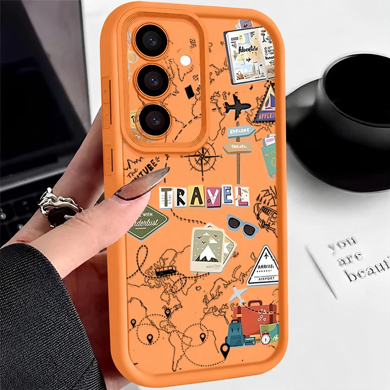 Travel Map Pattern TPU Phone Case Cover