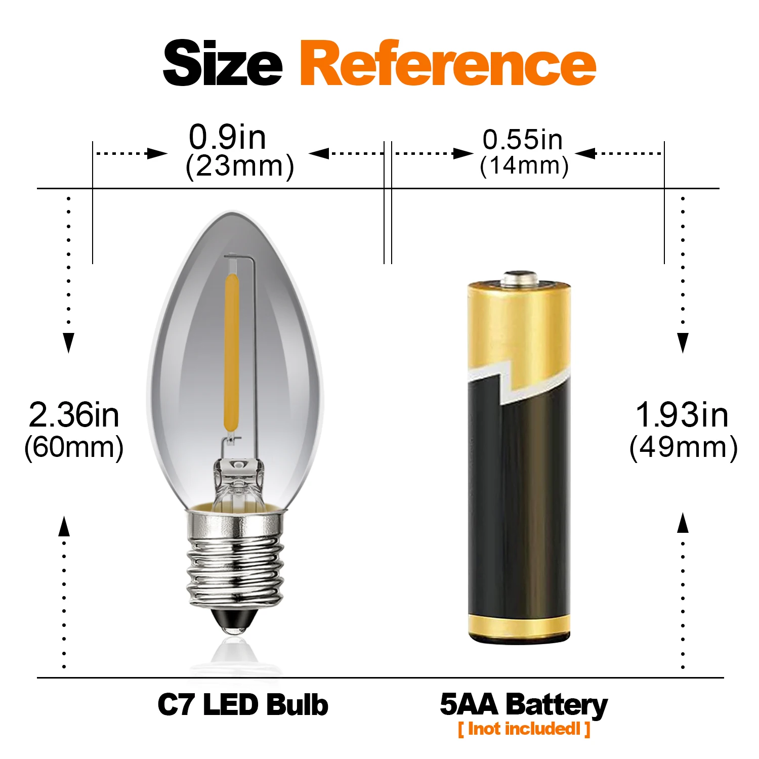 Description Picture 5 of itemCandle Lamp C7 Led Bulb E14 220V C22 E12 110V Warm White 2W 1W Pendant Chandelier Indoor Outdoor Street gGarland Christmas Light