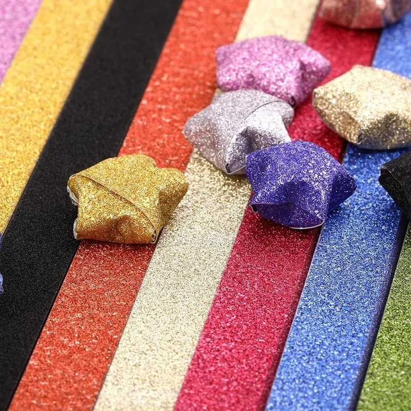 Fenrry 460/920 시트 별 종이 스트립 반짝이 종이 종이, 예술 및 공예 애호가에게 반짝이는 행운의 별 접이식