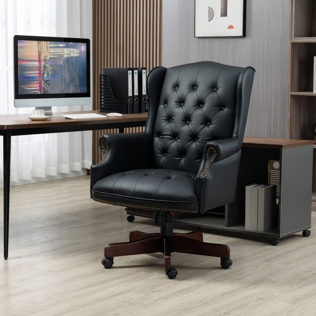 Executive High Back PU Leather Office Chair Rolling Swivel Black