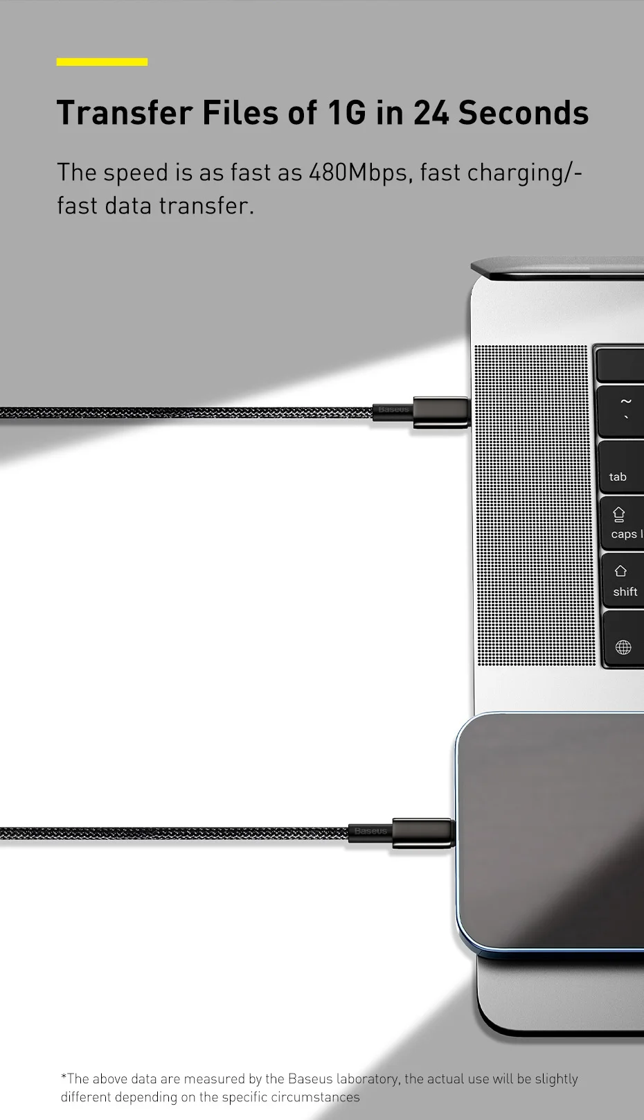 كيبل Baseus W USB-C شحن سريع لهاتف آيفون 15 وماك بوك - صورة المنتج 9