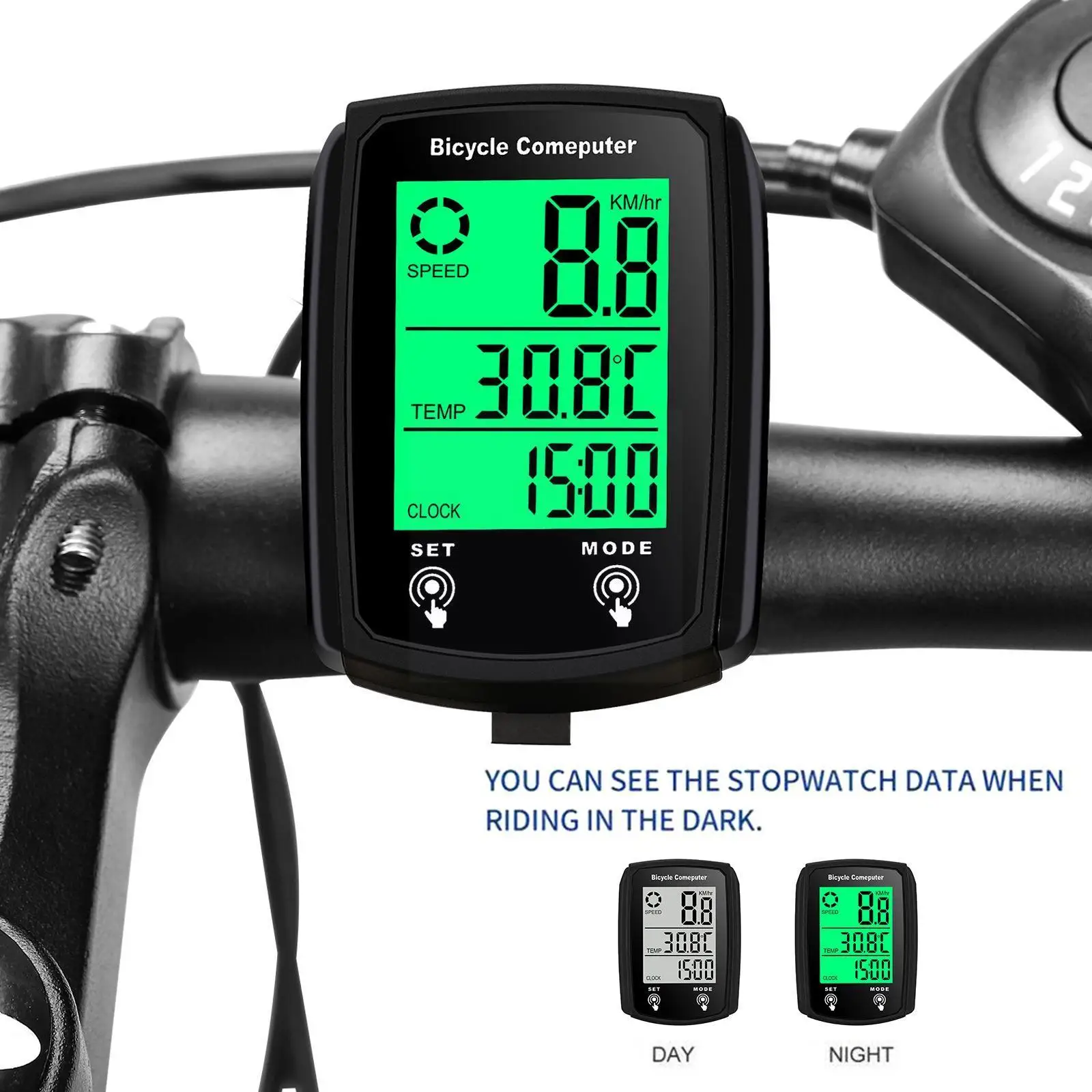 Bicycle Speedometer Battery Lcd Waterproof Cycle Odometer Lixada