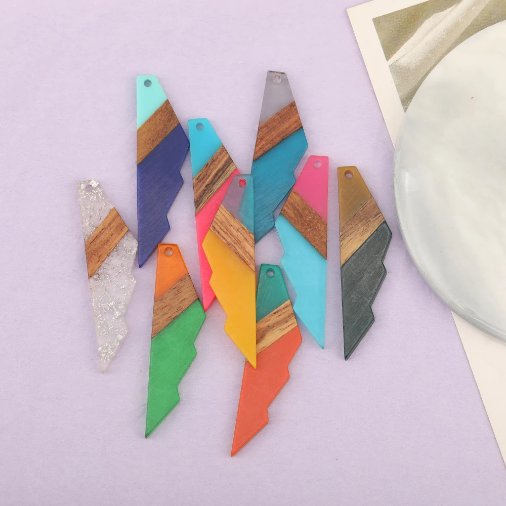 Cordial Design 40Pcs 14*53MM Jewelry Accessories/Hand Made Charms/Jewelry Findings&Components/Natural Wood&Resin/Serrated Shape - cordial