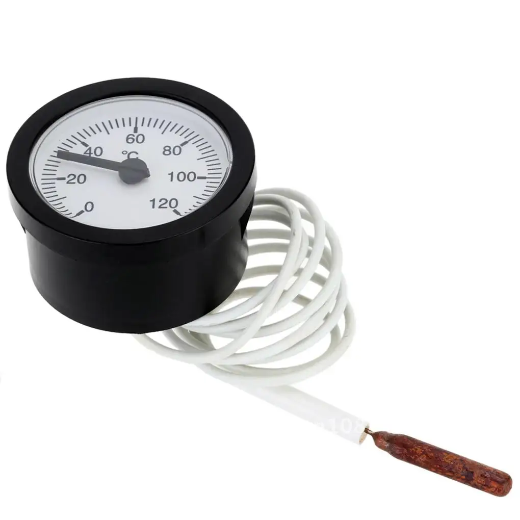

Thermometer Capillary Temperature Gauge 52mm Dial with 1.15m Sensor 0-120 Degree Centigrade for Measuring Water Liquid