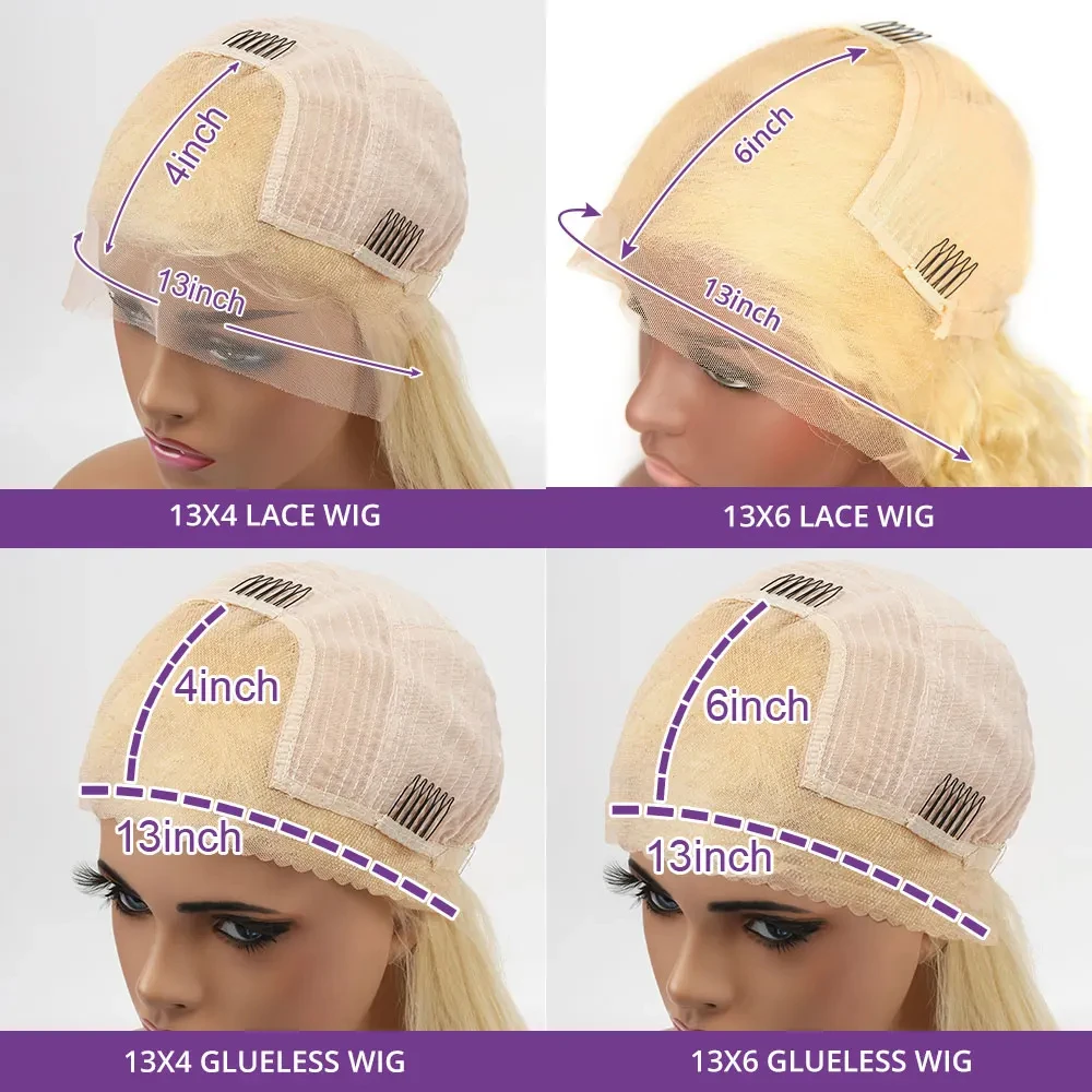 613 13x6 Lace Front Wigs Human Hair 100% Body Wave Blonde Lace Frontal Wigs 220 Density 40 Inch Natural Hairline With Baby Hair 6